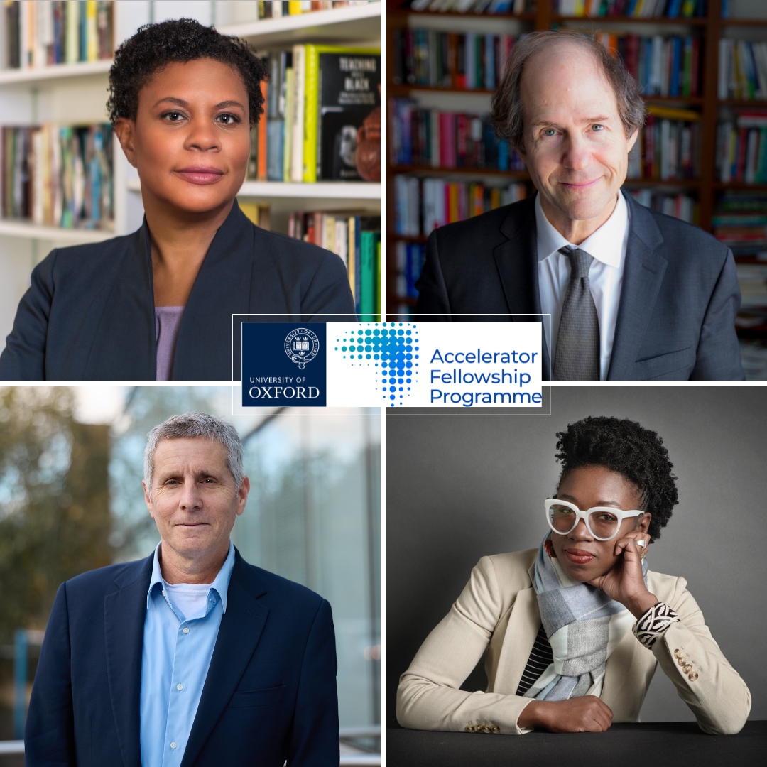 Fellows From top left to bottom right; Prof Alondra Nelson, Prof Cass Sunstein, Prof Yuval Shany, Dr Joy Buolamwini